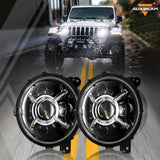 Auxbeam (2pcs/set) 9'' Round 100W LED light with Hi-Lo Beam & DRL for 2018-2022 Jeep Wrangler JL, 2019-2022 Gladiator JT - QP005944