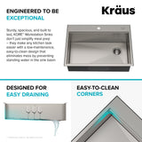 KRAUS Kore 30" Drop-In Workstation 16 Gauge Stainless Steel Single Bowl Kitchen Sink with Accessories - KWT310-30