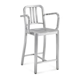 Emeco 1006 Navy Counter Stool With Arms - 1006 24A