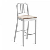 Emeco 1104 Navy Barstool With Wood Seat - 1104 30 CHERRY