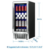 AOBOSI 15 inch Beverage Refrigerator 100 Cans - JC-85C