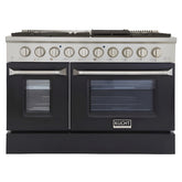 Kucht 48" Pro-Style Natural Gas Dual Fuel Range with 4 Burners in Black - KDF482-K