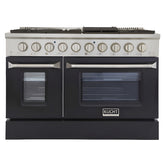 Kucht Professional 48 in. 6.7 cu ft. Natural Gas Range with Black Door and Silver Knobs - KNG481-K