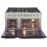 Kucht Professional 48 in. 6.7 cu ft. Natural Gas Range with Black Door and Silver Knobs - KNG481-K