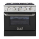 Kucht 30" Pro-Style Natural Gas Dual Fuel Range with 4 Burners in Black - KDF302-K