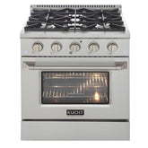 Kucht 30" Pro-Style Natural Gas Dual Fuel Range with 4 Burners in Stainless Steel - KDF302-S