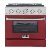 Kucht Professional 30 in. 4.2 cu ft. Natural Gas Range with Red Door and Silver Knobs - KNG301-R