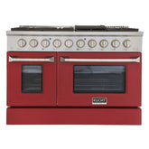 Kucht Professional 48 in. 6.7 cu ft. Propane Gas Range with Red Door and Silver Knobs - KNG481/LP-R