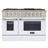 Kucht Professional 48 in. 6.7 cu ft. Natural Gas Range with White Door and Silver Knobs - KNG481-W