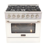 Kucht 36" Pro-Style Natural Gas Dual Fuel Range with 4 Burners in White - KDF362-W