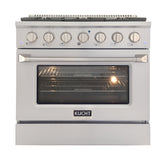 Kucht 36" Pro-Style Propane Gas Dual Fuel Range in White with Gold Accents - KDF362/LP-W-GOLD