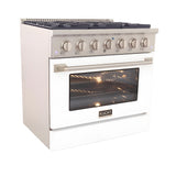 Kucht Professional 36 in. 5.2 cu ft. Natural Gas Range with White Door and Silver Knobs - KNG361-W