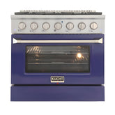 Kucht 36" Pro-Style Natural Gas Dual Fuel Range with 4 Burners in Blue - KDF362-B