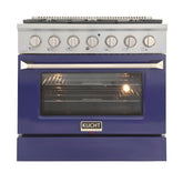 Kucht 36" Pro-Style Propane Gas Dual Fuel Range with 4 Burners in Blue, - KDF362/LP-B
