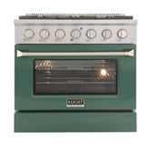 Kucht 36" Pro-Style Propane Gas Dual Fuel Range with 4 Burners in Green, - KDF362/LP-G