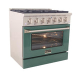 Kucht 36" Pro-Style Propane Gas Dual Fuel Range with 4 Burners in Green, - KDF362/LP-G