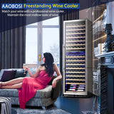 AOBOSI 24 inch Wine Cooler 176 Bottles Capacity Dual Zone - YC-510B