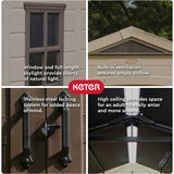 Keter 211203 Factor 8 x 11 All Weather Resistant Outdoor Storage Shed, Taupe - 207165