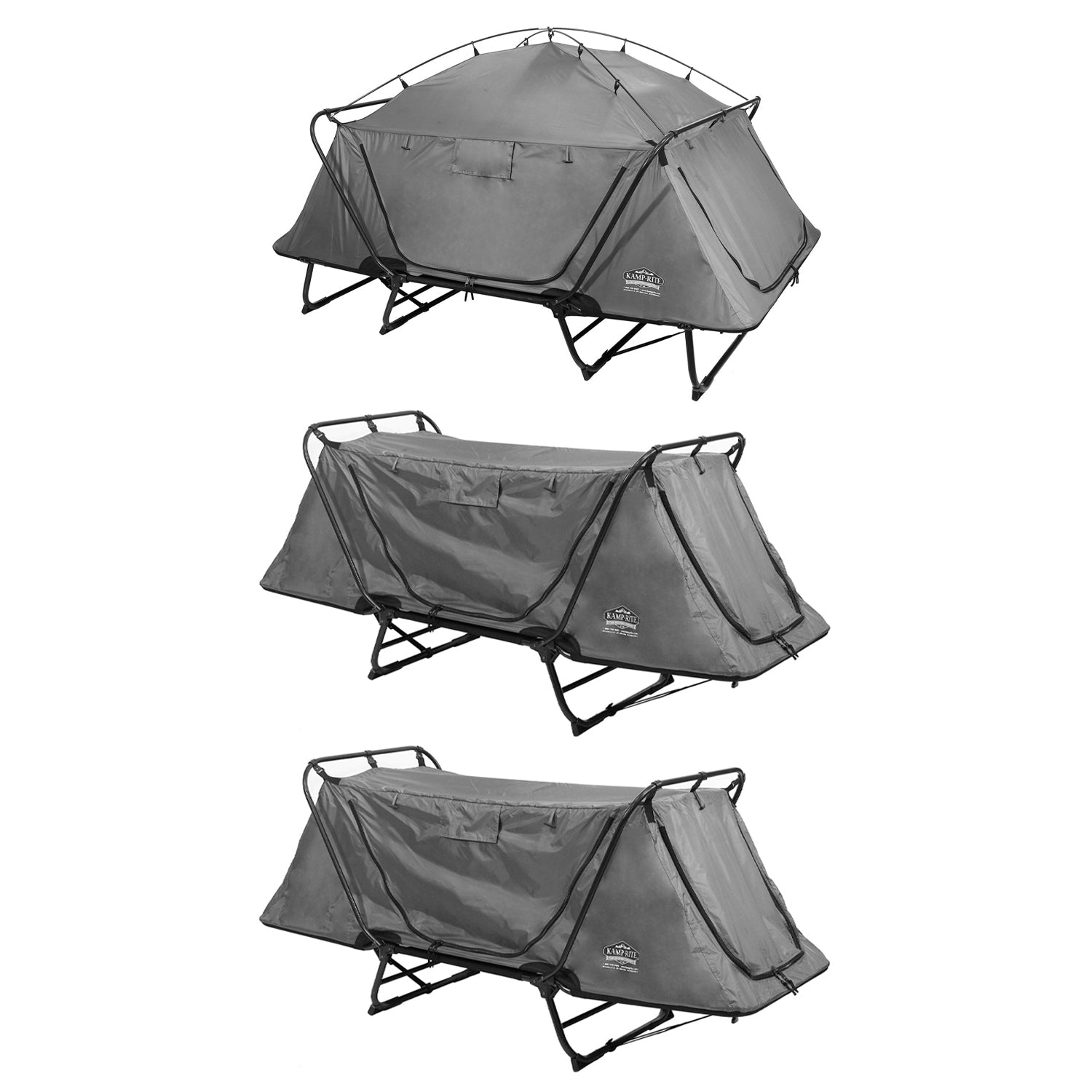 Kamp-Rite Portable Double Tent Cot, Chair, & Tent for 2 Campers, Gray 3 Pack - 259318