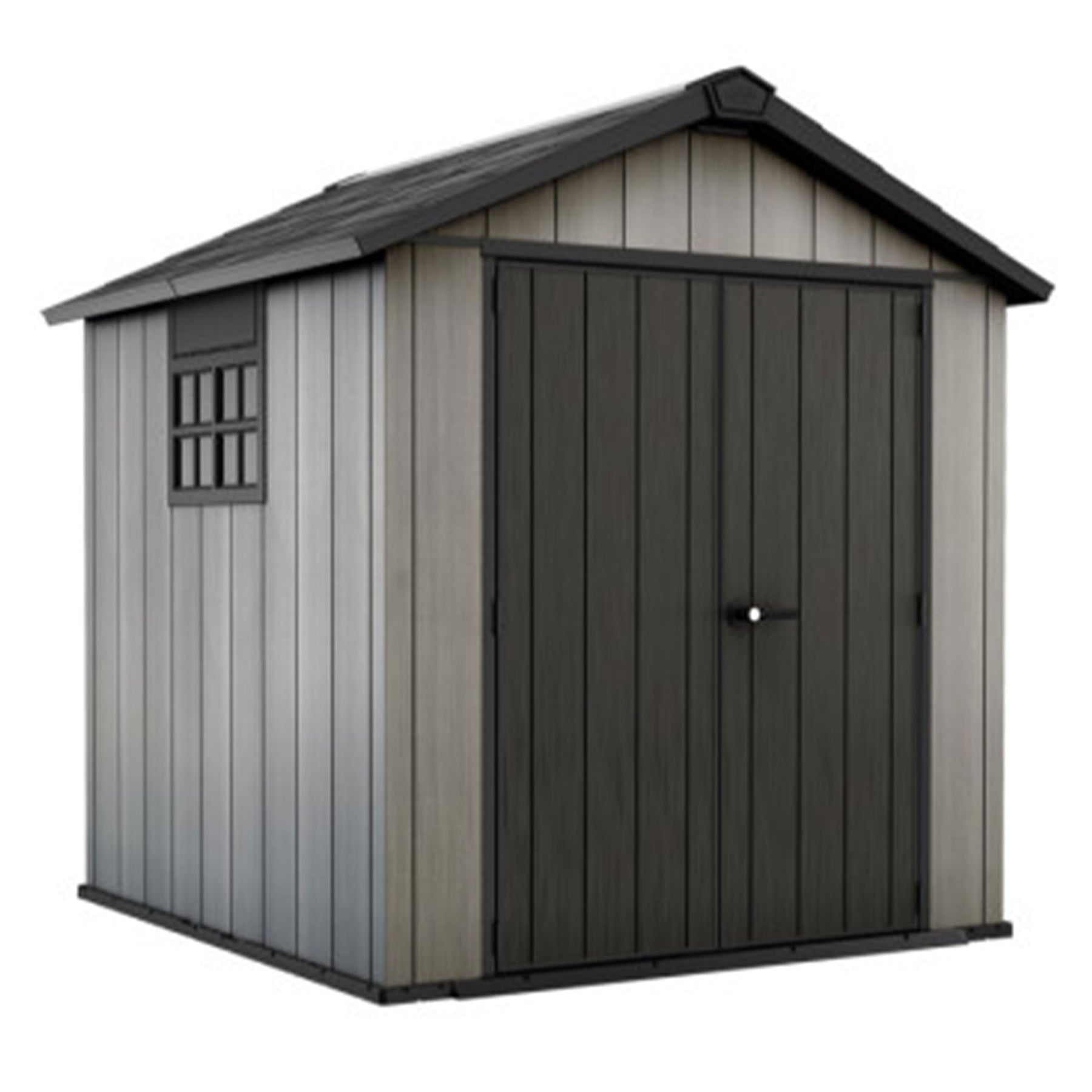 Keter Oakland 7 x 7.5 Foot Outdoor Garden Tool Storage Shed with Windows, Gray - 301444