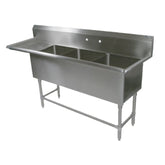 John Boos 3PB1824-1D18L 3-Compartment Pro-Bowl Sink - JB3PB18241D18L