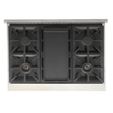 Kucht Professional 36" 5.2 cu. ft. Propane Gas Range in Black with True Simmer Burners - KFX3600X/LP-BK