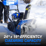 BILT HARD Snow Blower Gas Powered, 24 Inch 2-Stage Self-Propelled 212cc Engine with Electric Start, LED Headlight, 13" Snow Terrain Tires - TSA-0503