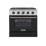 Kucht Professional 30" 4.2 cu ft. Propane Gas Range in Black with Rose Gold Accents- KNG301/LP-K-ROSE
