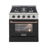 Kucht Professional 30" 4.2 cu ft. Propane Gas Range in Black with Rose Gold Accents- KNG301/LP-K-ROSE