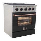 Kucht Professional 30" 4.2 cu ft. Propane Gas Range in Black with Rose Gold Accents- KNG301/LP-K-ROSE