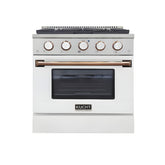 Kucht 30" Pro-Style Propane Gas Dual Fuel Range in White with Rose Gold Accents - KDF302/LP-W-ROSE