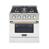 Kucht Professional 30" 4.2 cu ft. Propane Gas Range in White with Gold Accents - KNG301/LP-W-GOLD