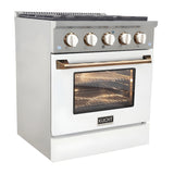 Kucht 48" Pro-Style Propane Gas Dual Fuel Range in White with Rose Gold Accents - KDF482/LP-W-ROSE