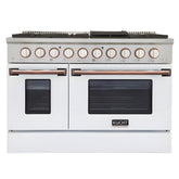 Kucht 48" Pro-Style Natural Gas Dual Fuel Range in White with Rose Gold Accents, - KDF482-W-ROSE