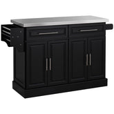 HomCom Rolling Kitchen Island with Storage, Portable Kitchen Cart with Stainless Steel Top - B071YMR7FJ-1