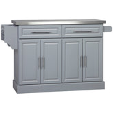 HomCom Rolling Kitchen Island with Storage, Portable Kitchen Cart - B0BL2T9PZV-1
