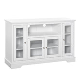 HomCom Sideboard Buffet Cabinet with Storage, Kitchen Cabinet Coffee Bar Cabinet with Glass Doors for Living Room, Kitchen, White - B08YN1ZYTJ