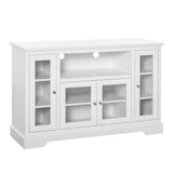 HomCom Sideboard Buffet Cabinet with Storage, Kitchen Cabinet Coffee Bar Cabinet with Glass Doors for Living Room, Kitchen, White - B08YN1ZYTJ