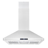Cosmo 4 Piece Kitchen Package with 36" Freestanding Gas Range 36" Island Mount Range Hood 24" Built-in Fully Integrated Dishwasher & Energy Star French Door Refrigerator