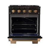 Kucht Gemstone Professional 30" 4.2 cu. ft. Dual Fuel Range in Titanium Stainless Steel with Gold Accents - KED304