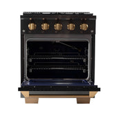 Kucht Gemstone Professional 30" 4.2 cu. ft. Natural Gas Range in Titanium Stainless Steel with Gold Accents - KEG303