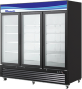 Blue Air BKGM72B-HC | 82" Wide 3 Swing Door Black Merchandiser Refrigerator - BKGM72B-HC