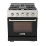 Kucht Professional 30" 4.2 cu. ft. Natural Gas Range in Black with Silver Accents - KFX300-BK