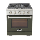 Kucht Professional 30" 4.2 cu. ft. Natural Gas Range in Olive Green with True Simmer Burners - KFX3000X-G