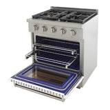 Kucht Professional 30" 4.2 cu. ft. Propane Gas Range in White with Silver Accents - KFX300/LP-W