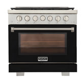 Kucht Professional 36" 5.2 cu. ft. Natural Gas Range in Black with Silver Accents - KFX360-BK