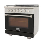 Kucht Professional 36" 5.2 cu. ft. Natural Gas Range in Black with Silver Accents - KFX360-BK