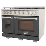 Kucht Professional 48" 6.7 cu. ft. Propane Gas Range in Cement Gray with Silver Accents - KFX480/LP-GY