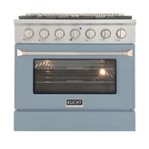 Kucht Professional 36" 5.2 cu ft. Natural Gas Range in Light Blue with Silver Accents - KNG361-LB