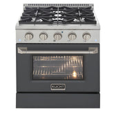 Kucht Professional 30" 4.2 cu ft. Propane Gas Range in Cement Gray with Silver Accents - KNG301/LP-GR